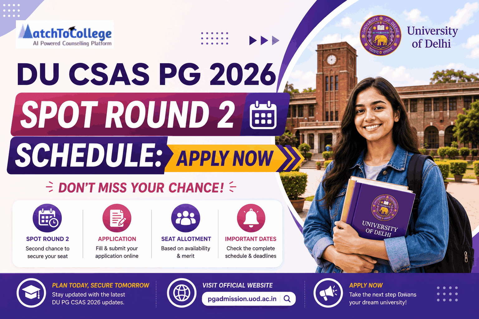 DU CSAS PG 2026 Spot Round 2 Schedule: Apply Now