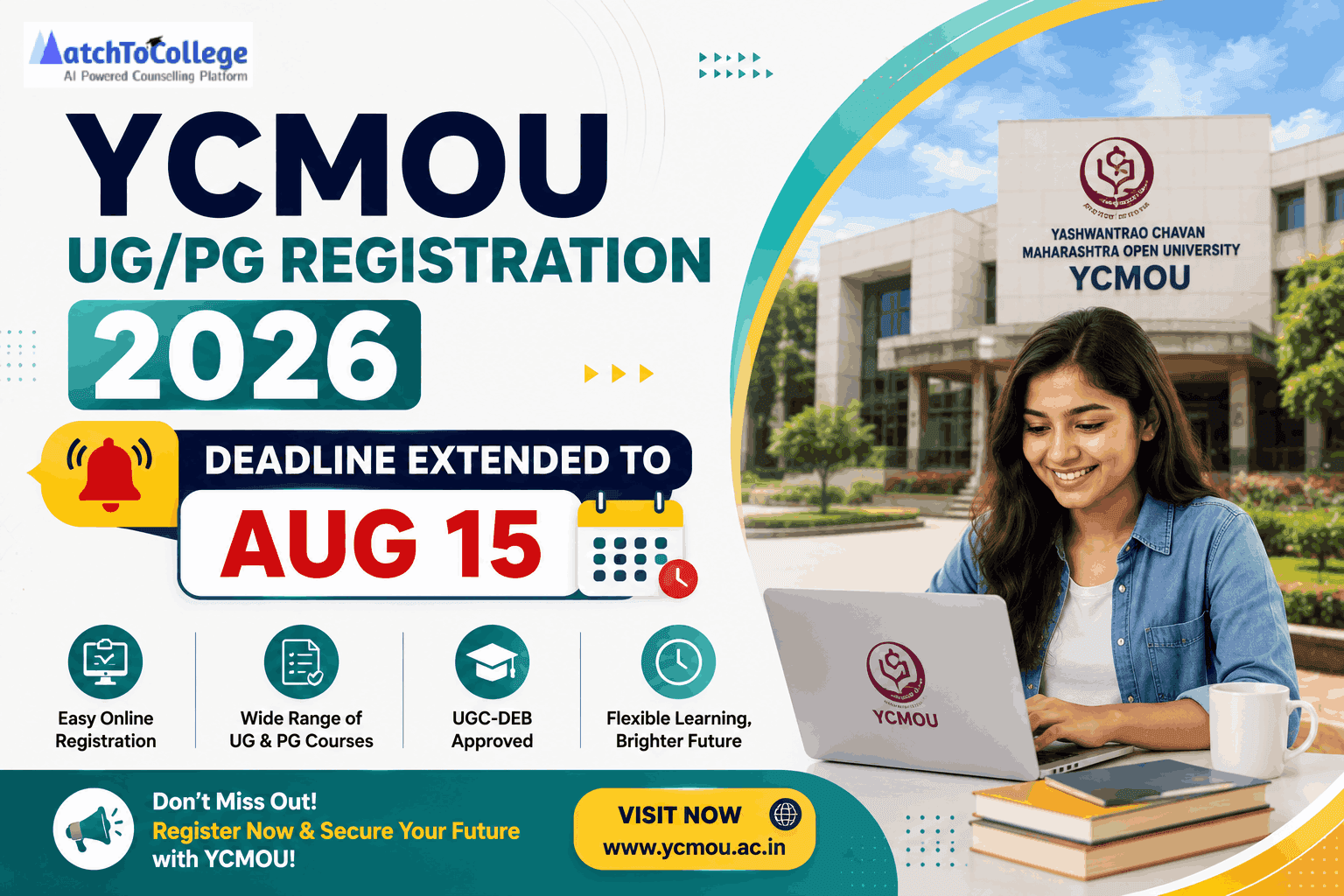 YCMOU UG/PG Registration 2026: Deadline Extended to Aug 15