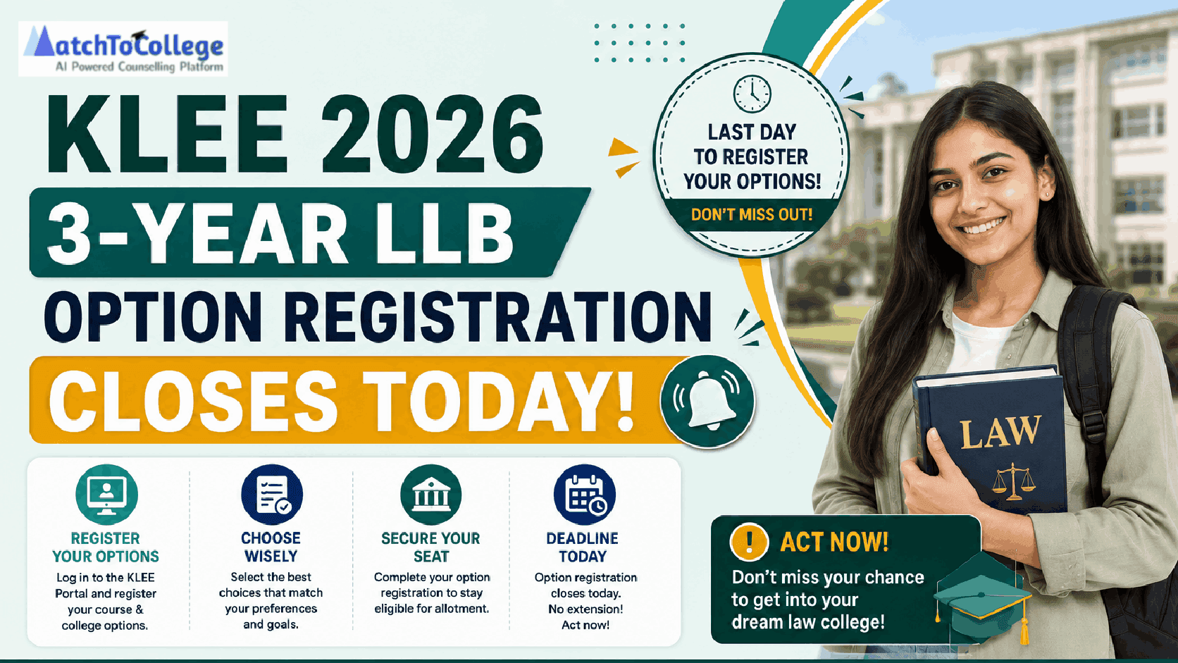 KLEE 2026 3-Year LLB Option Registration Closes Today