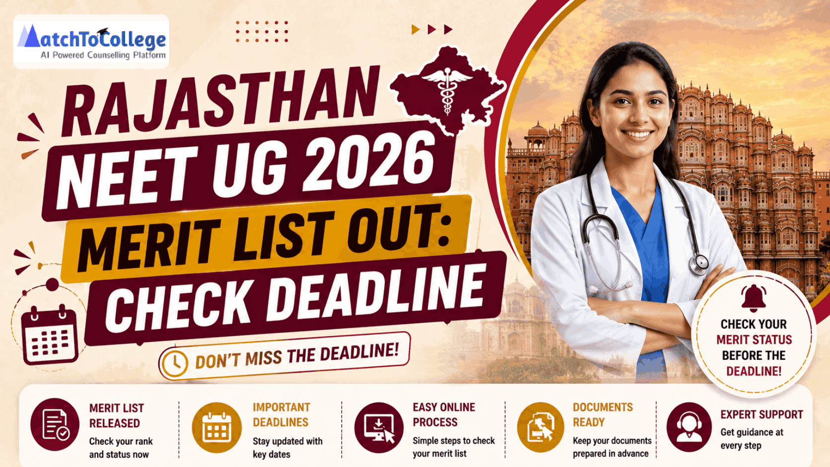 Rajasthan NEET UG 2026 Merit List Out: Check Deadline