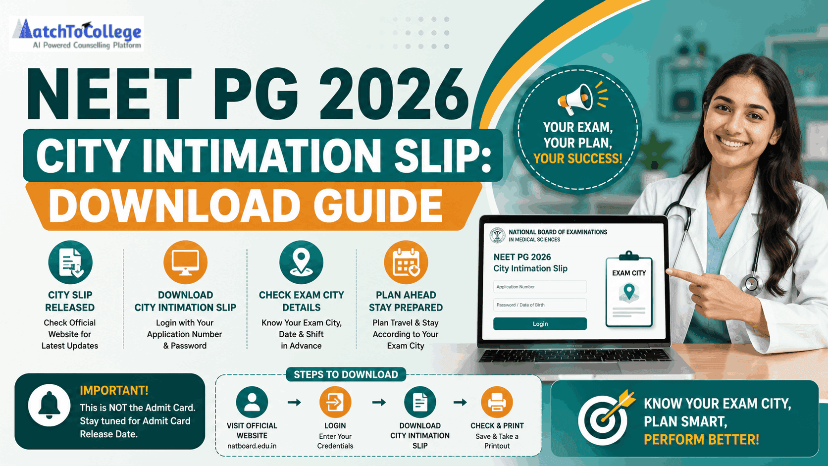 NEET PG 2026 City Intimation Slip: Download Guide