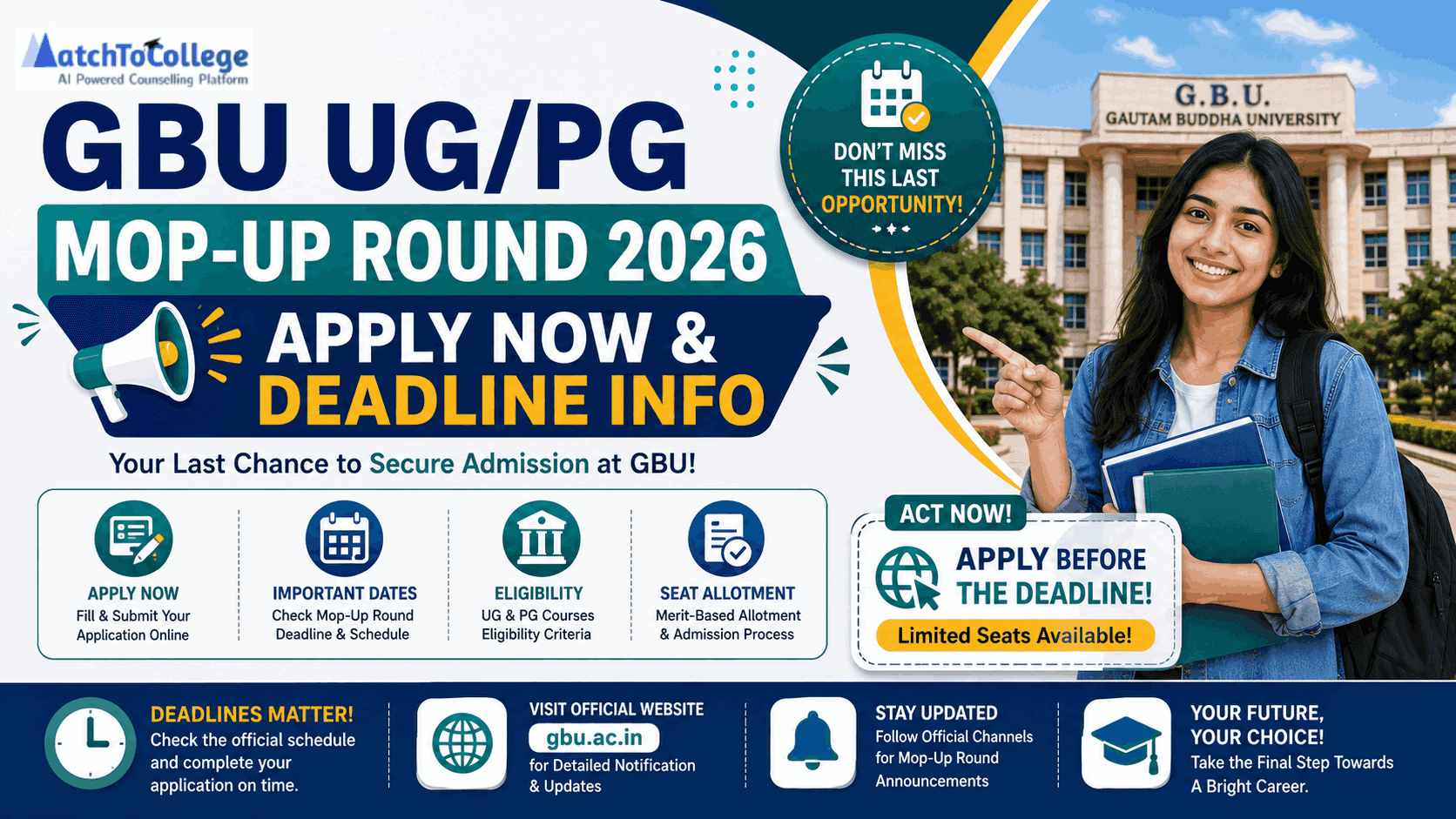 GBU UG/PG Mop-Up Round 2026: Apply Now & Deadline Info