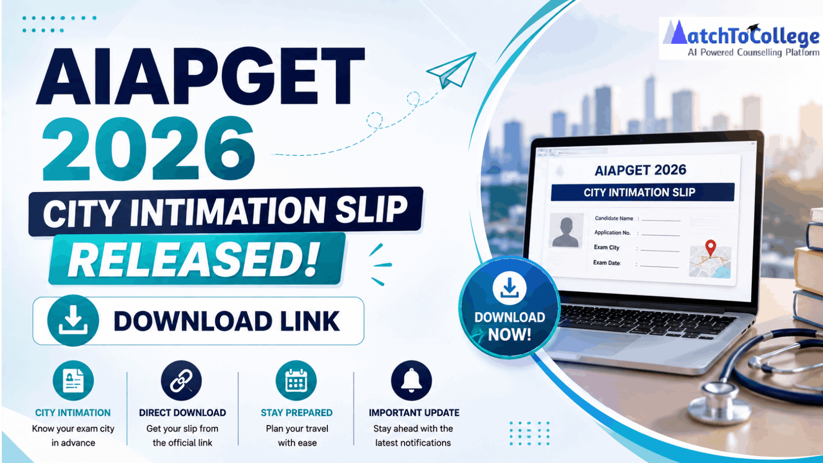 AIAPGET 2026 City Intimation Slip Released: Download Link