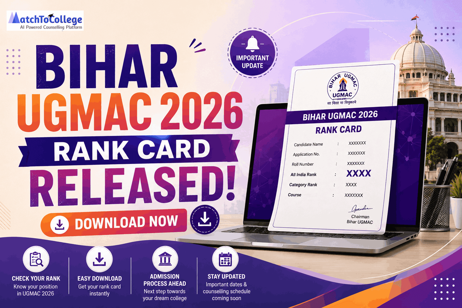 Bihar UGMAC 2026 Rank Card Released: Download Now