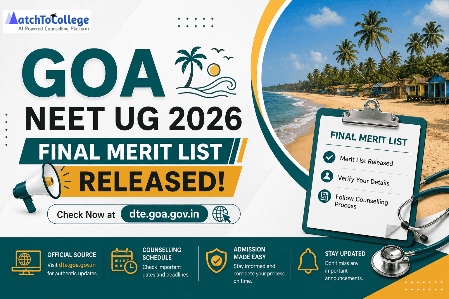 Goa NEET UG 2026 Final Merit List Released at dte.goa.gov.in