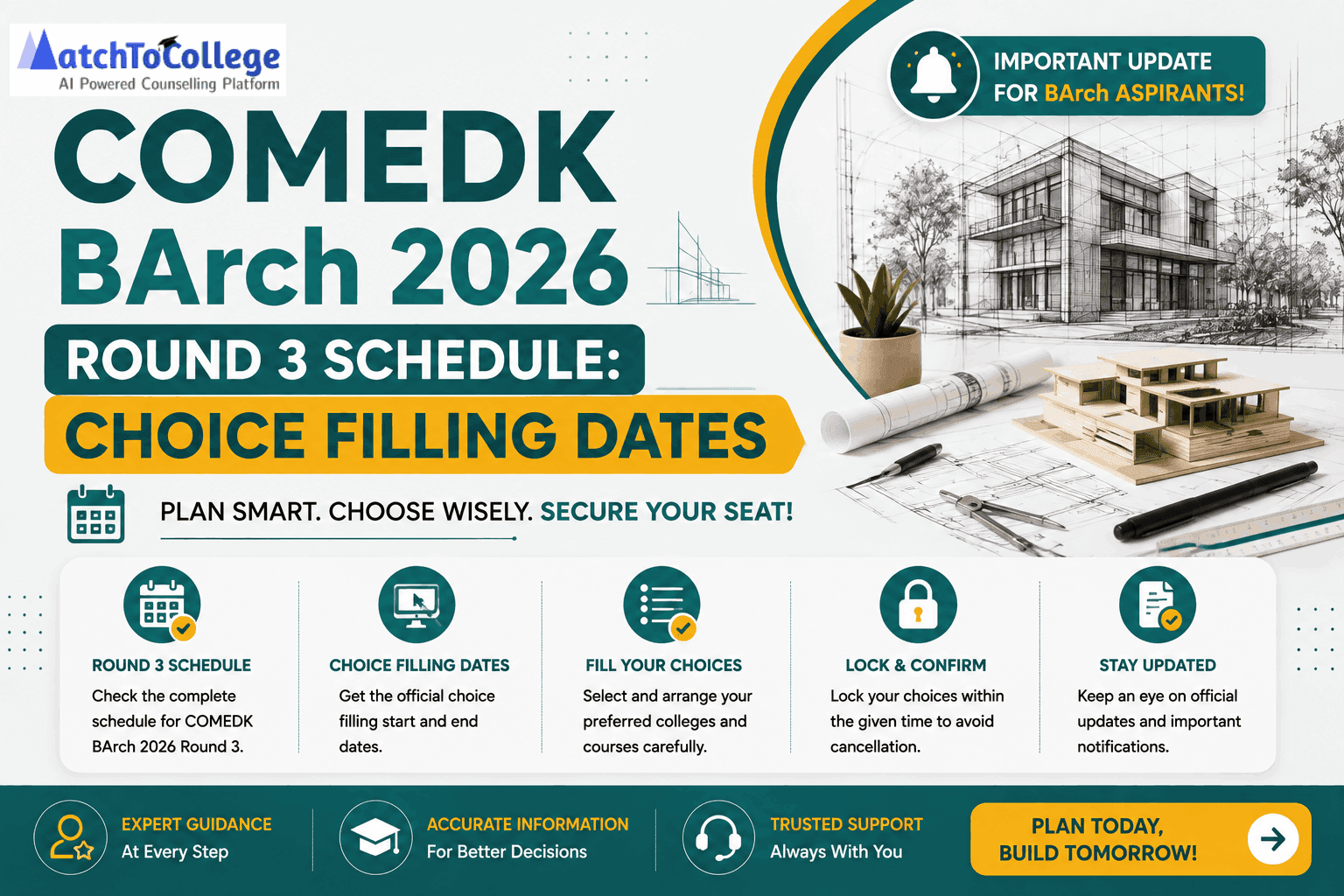 COMEDK BArch 2026 Round 3 Schedule: Choice Filling Dates
