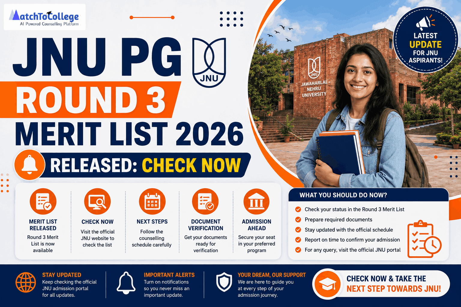JNU PG Round 3 Merit List 2026 Released: Check Now