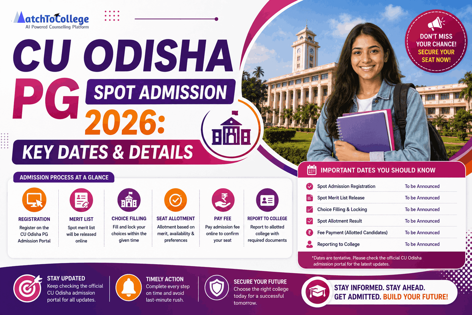CU Odisha PG Spot Admission 2026: Key Dates & Details