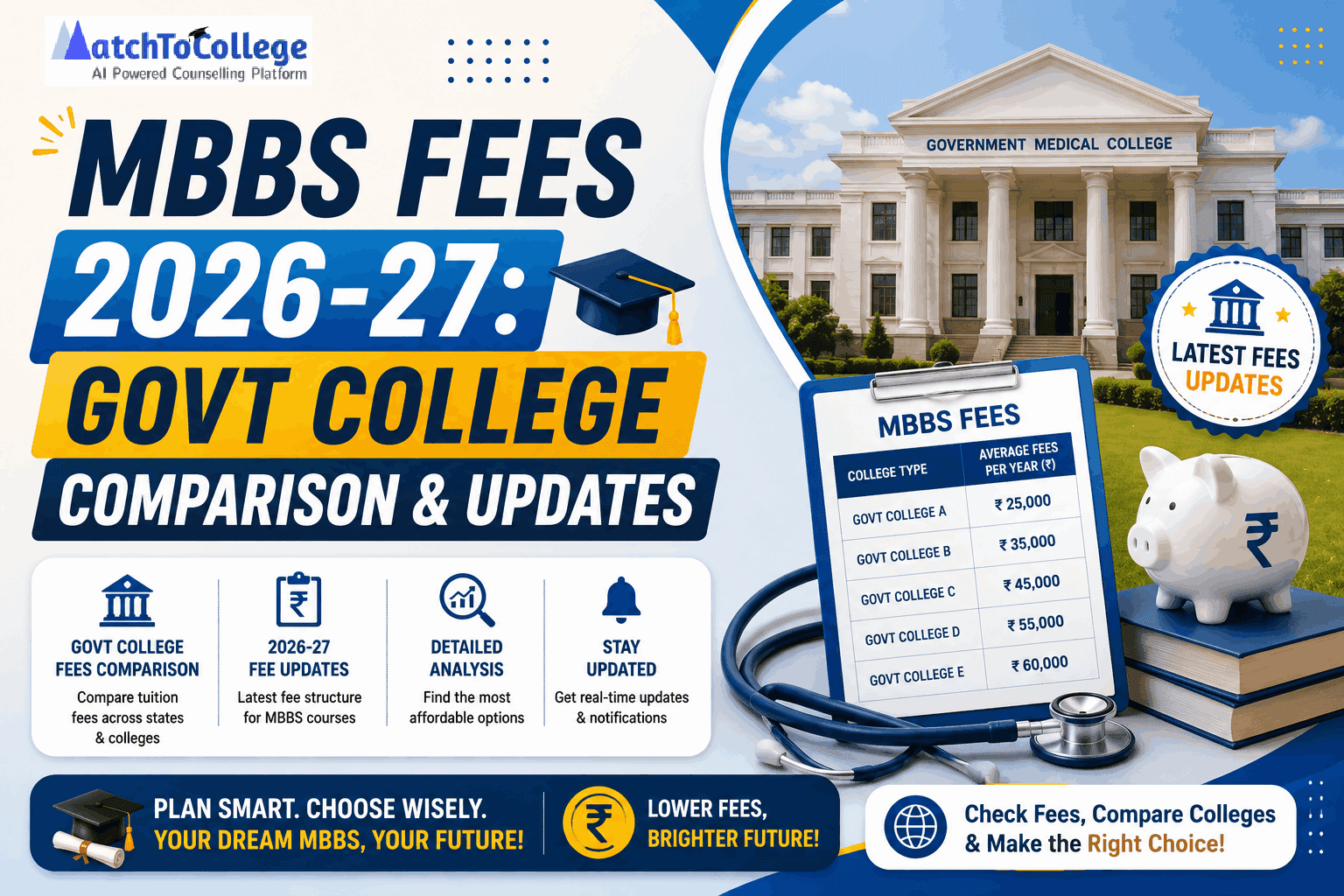 MBBS Fees 2026-27: Govt College Comparison & Updates