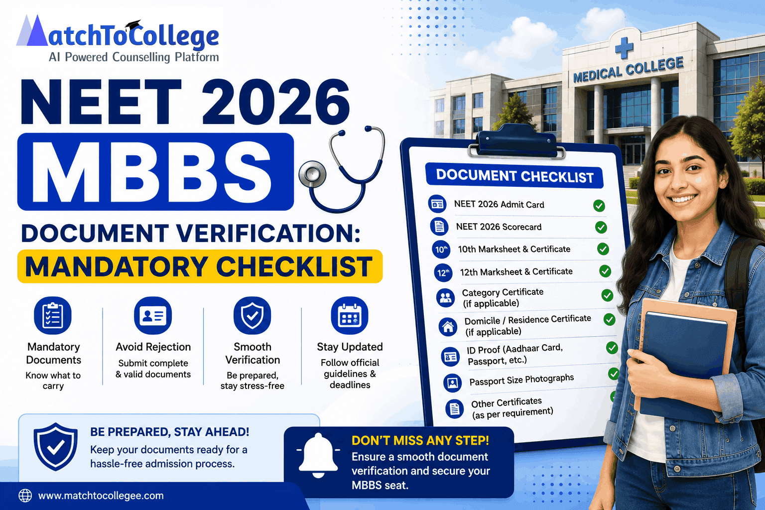 NEET 2026 MBBS Document Verification: Mandatory Checklist
