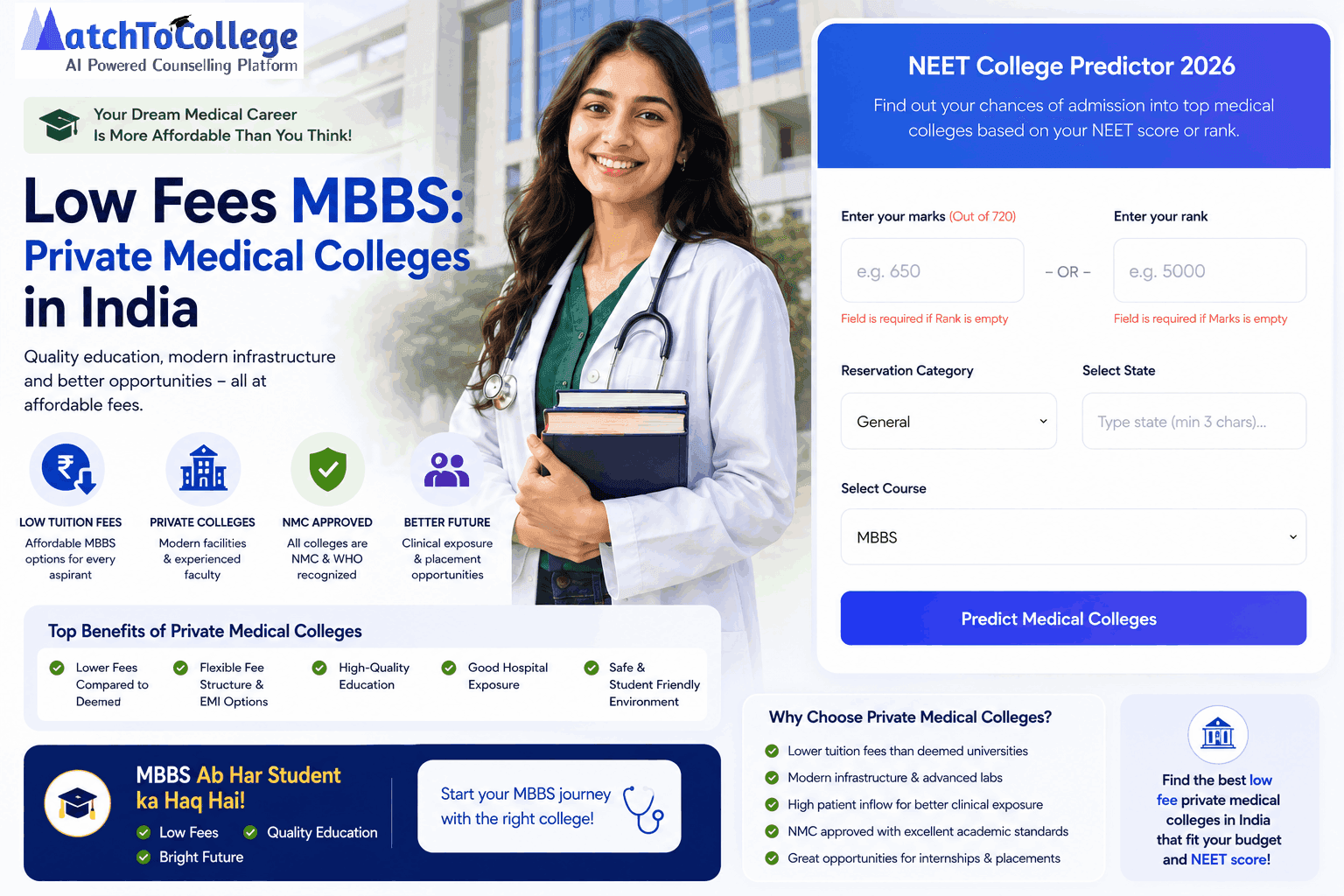 Low Fees MBBS: Private Medical Colleges in India