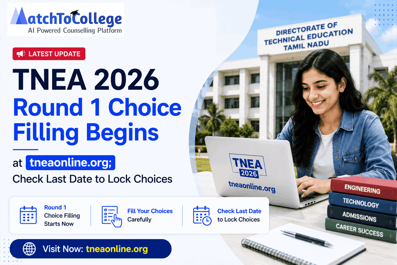 TNEA 2026 Round 1 Choice Filling Opens: Lock Choices by July 22!