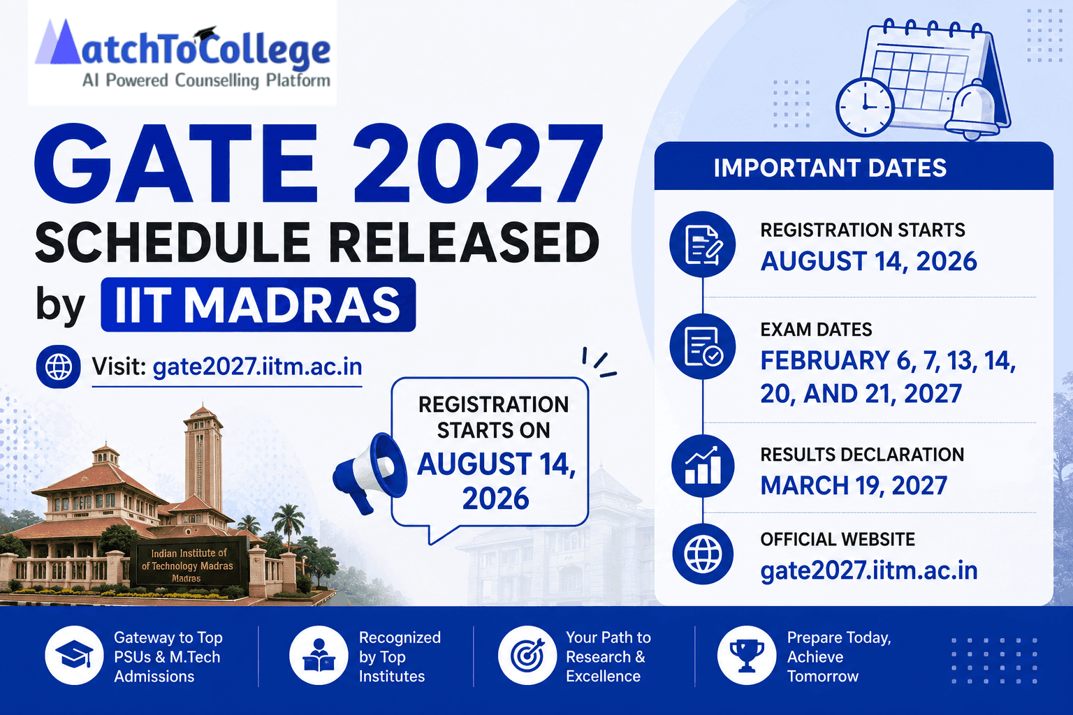 GATE 2027 Schedule OUT: IIT Madras Releases Key Dates & New Paper