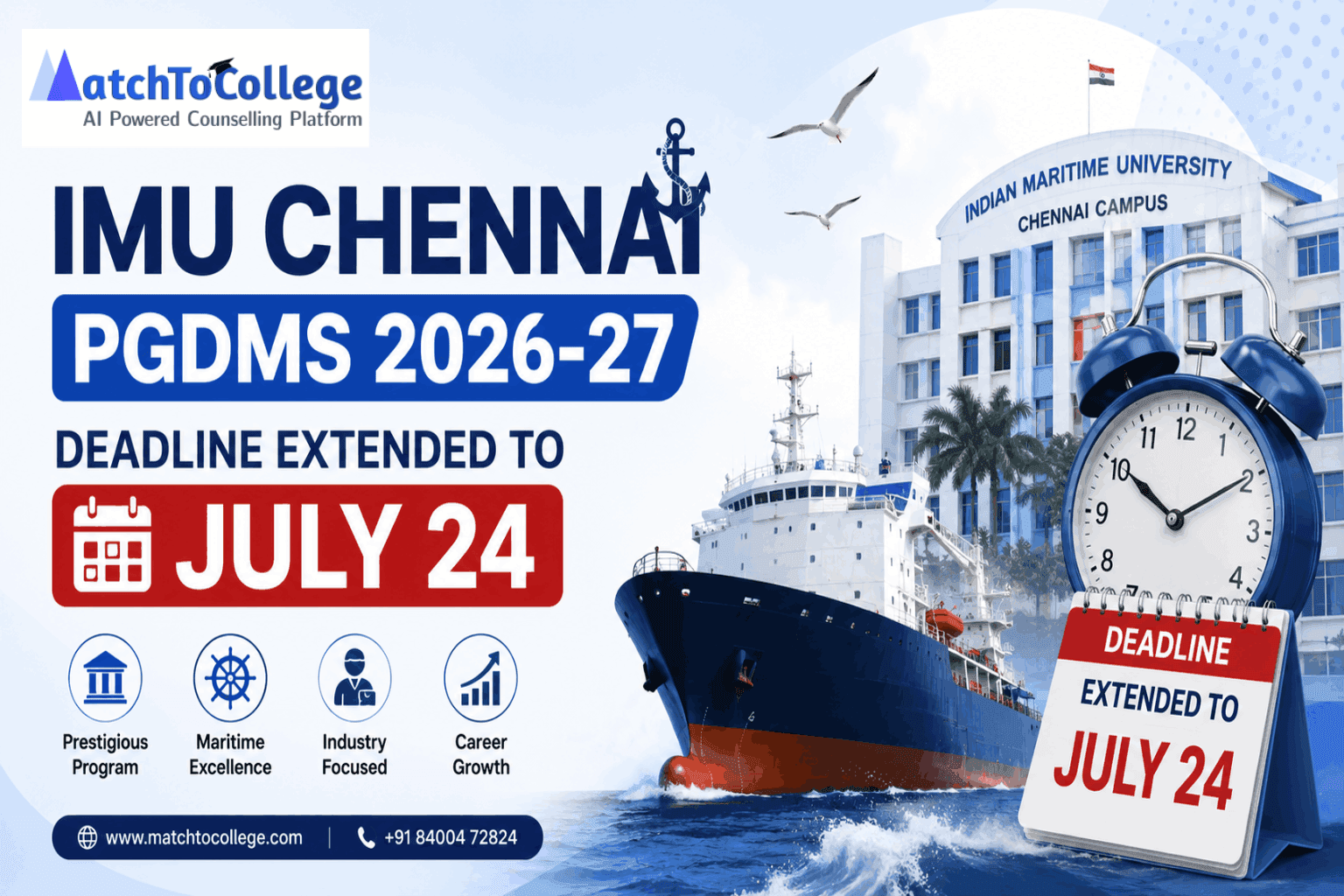 IMU Chennai PGDMS 2026-27 Deadline Extended to July 24!