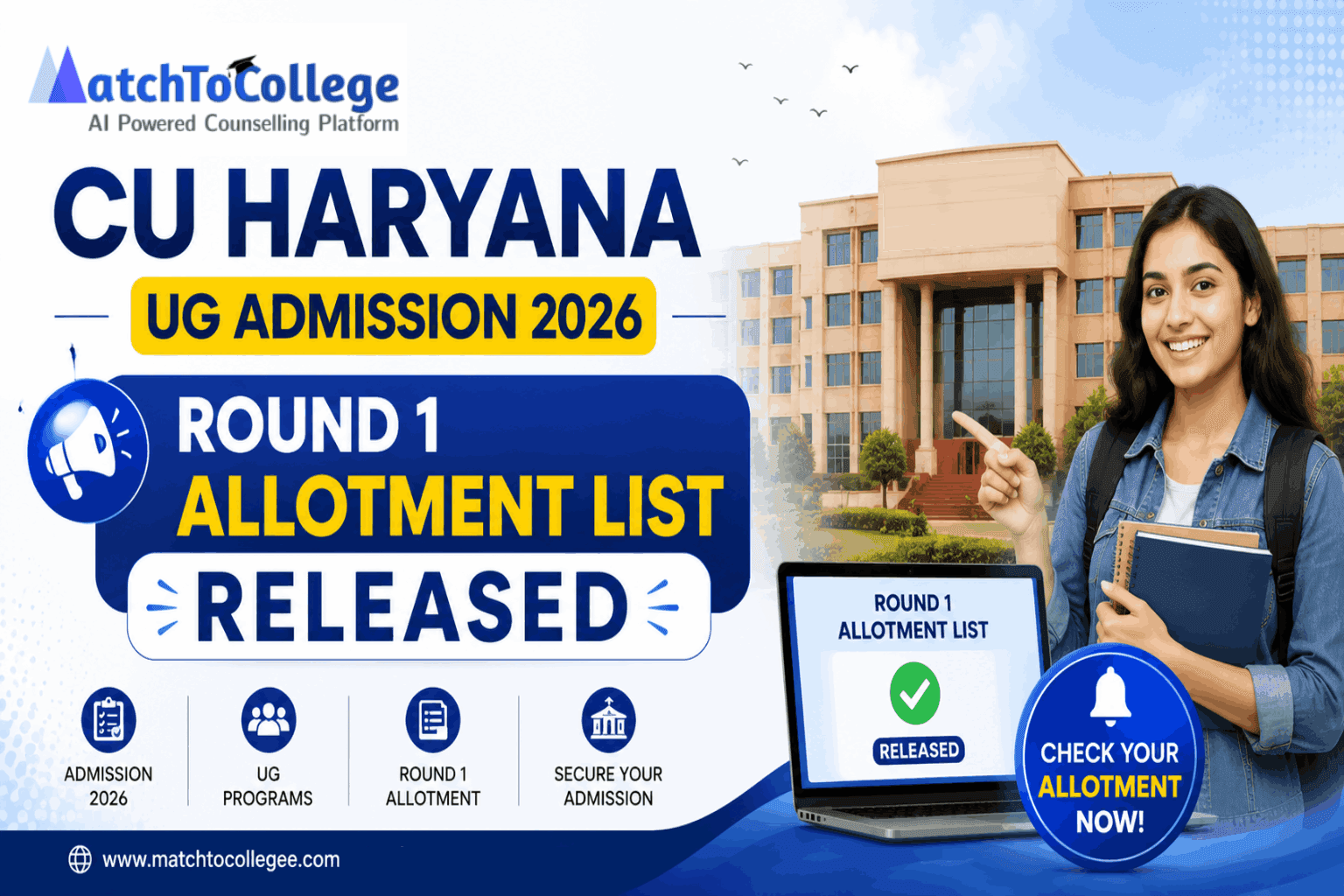 CU Haryana UG 2026 Round 1 Allotment OUT! Pay Fee by July 22