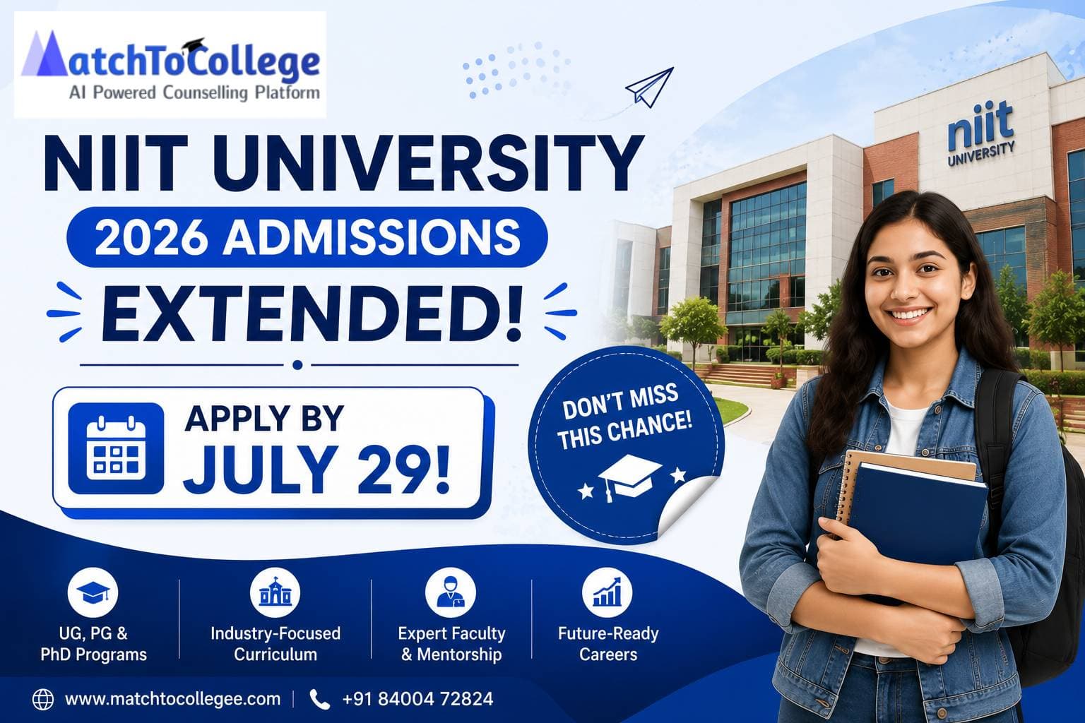 NIIT University 2026 Admissions: Deadline Extended to July 29!