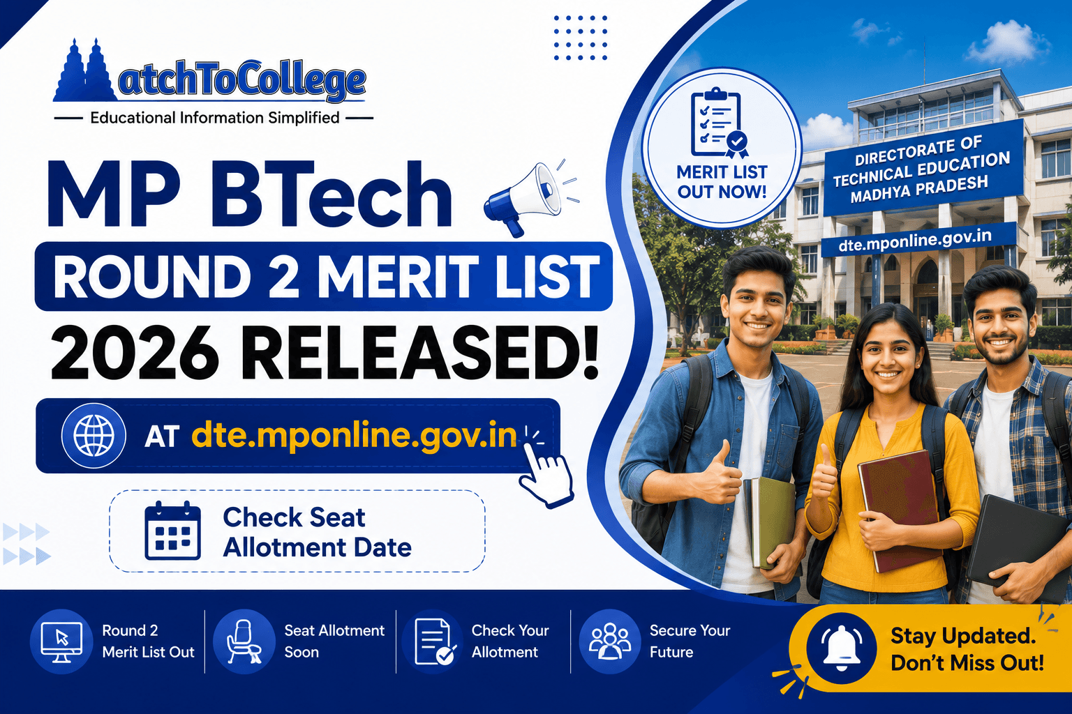 MP B.Tech Round 2 Merit List 2026 OUT! Check Allotment Now