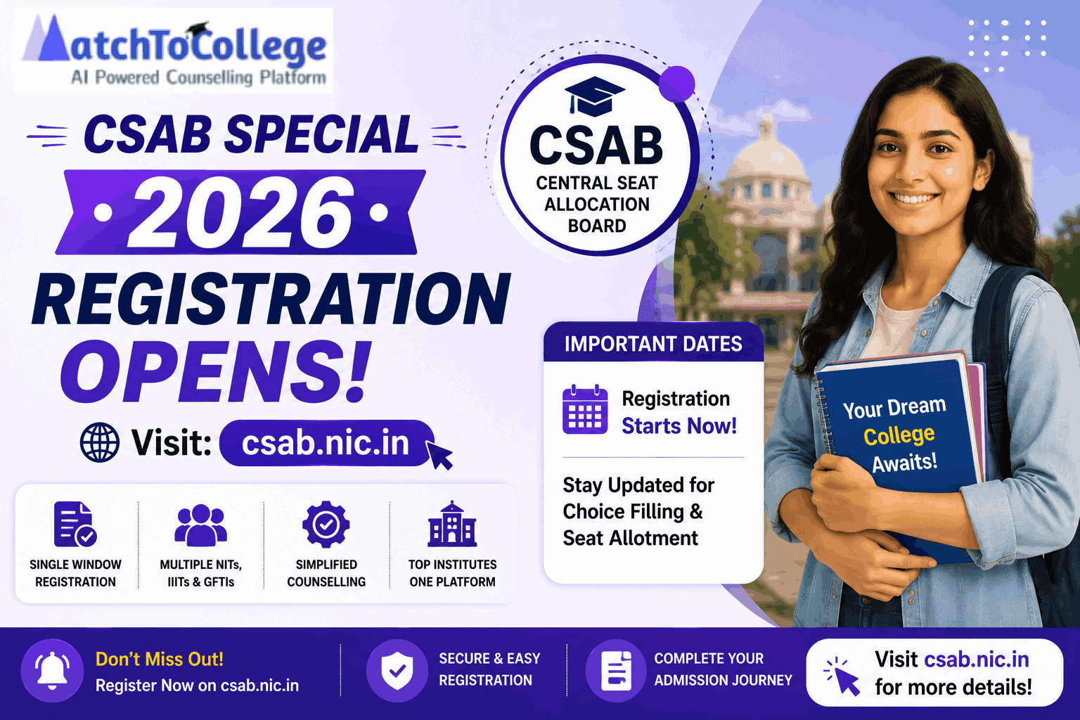 CSAB Special 2026: Registration & Mock Allotment Opens!