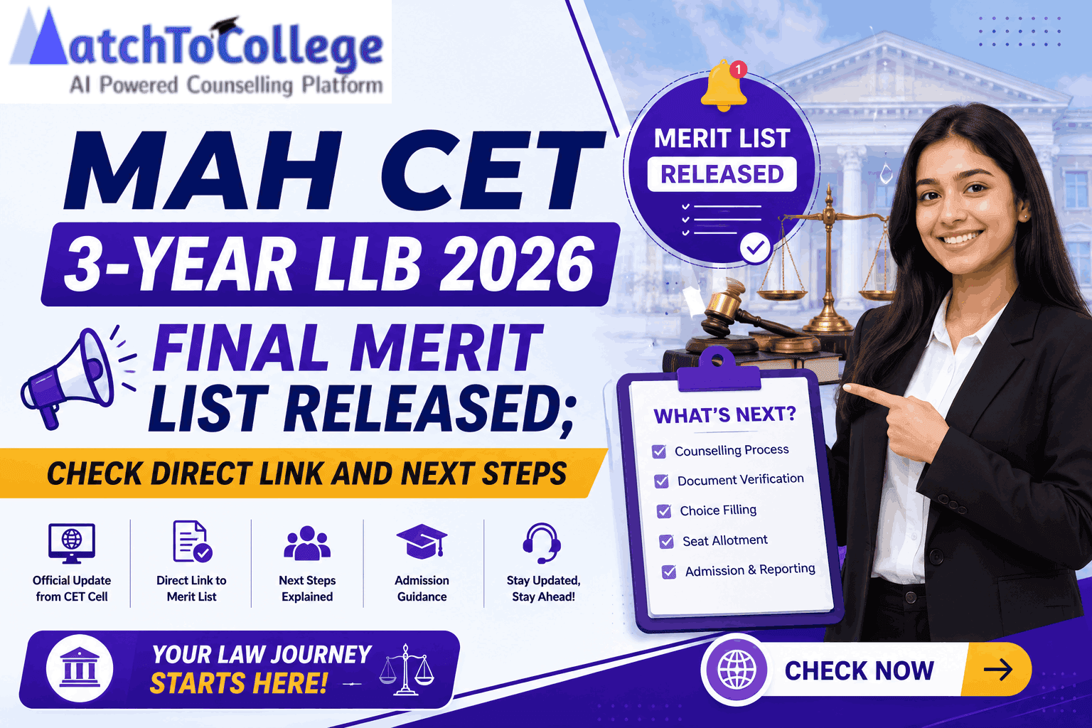 MAH CET 3-Year LLB 2026 Merit List: Direct Link & Next Steps