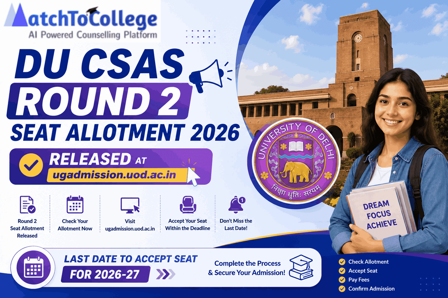 DU CSAS Round 2 Allotment 2026 Out: Accept Your Seat Now!