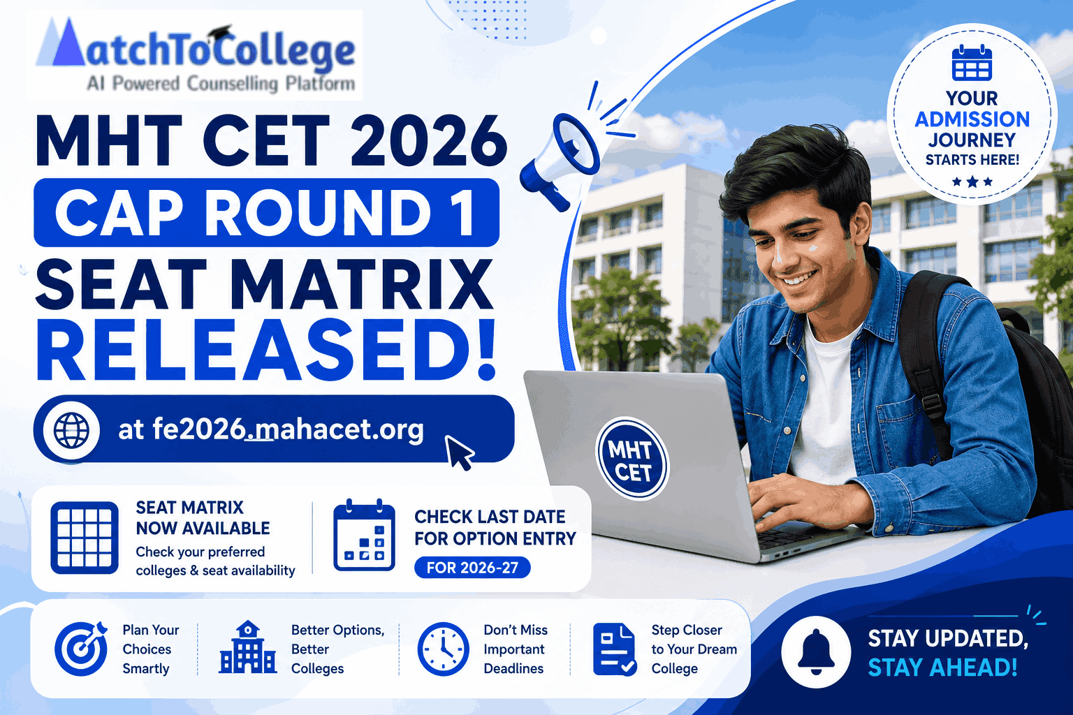 MHT CET 2026 CAP Round 1 Seat Matrix & Option Entry Dates