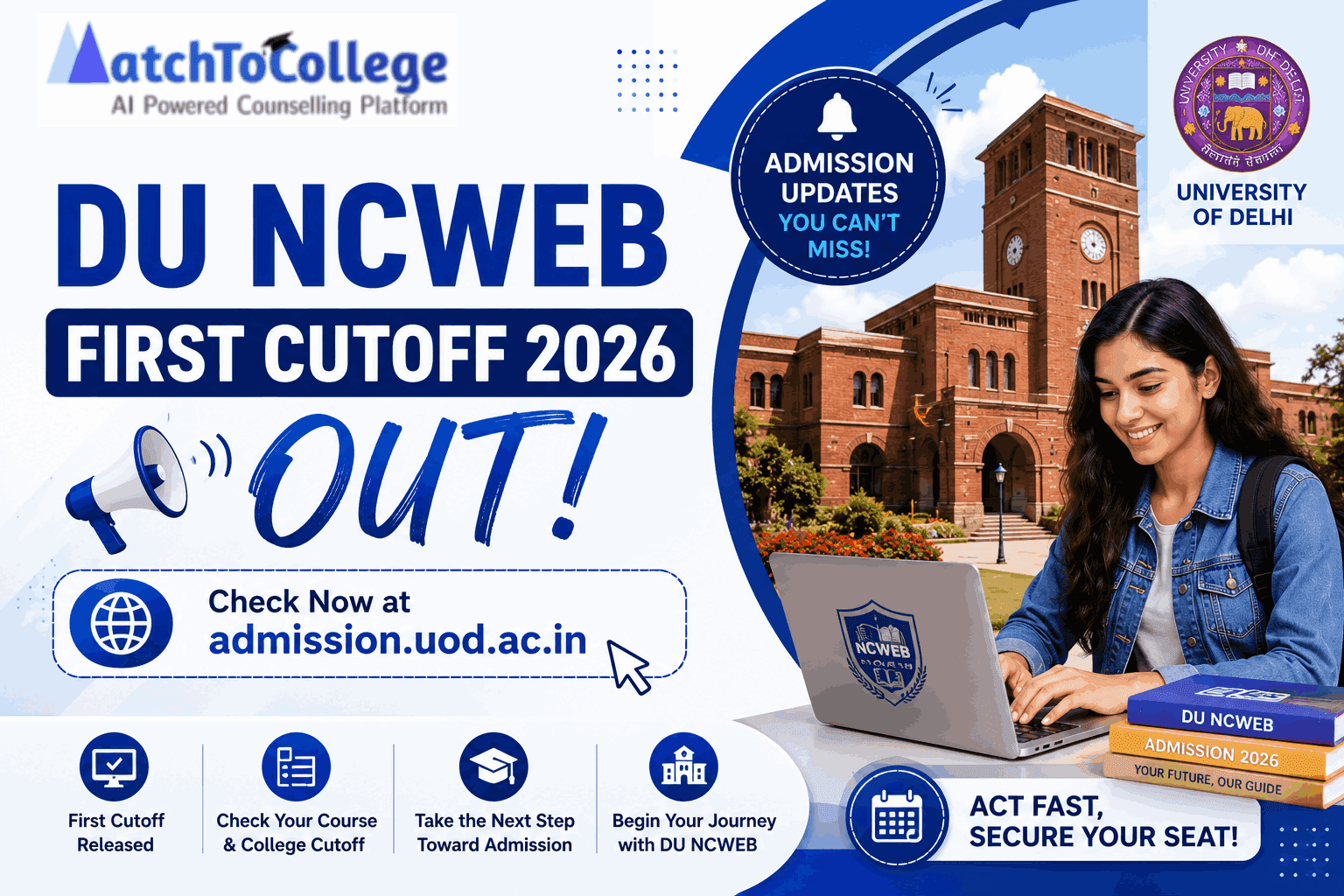 DU NCWEB First Cutoff 2026 Out: Check Admission.uod.ac.in