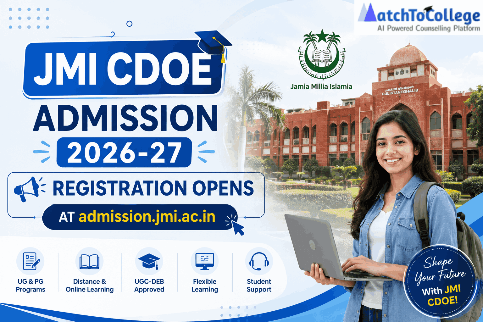 JMI CDOE Admission 2026-27: Apply at admission.jmi.ac.in