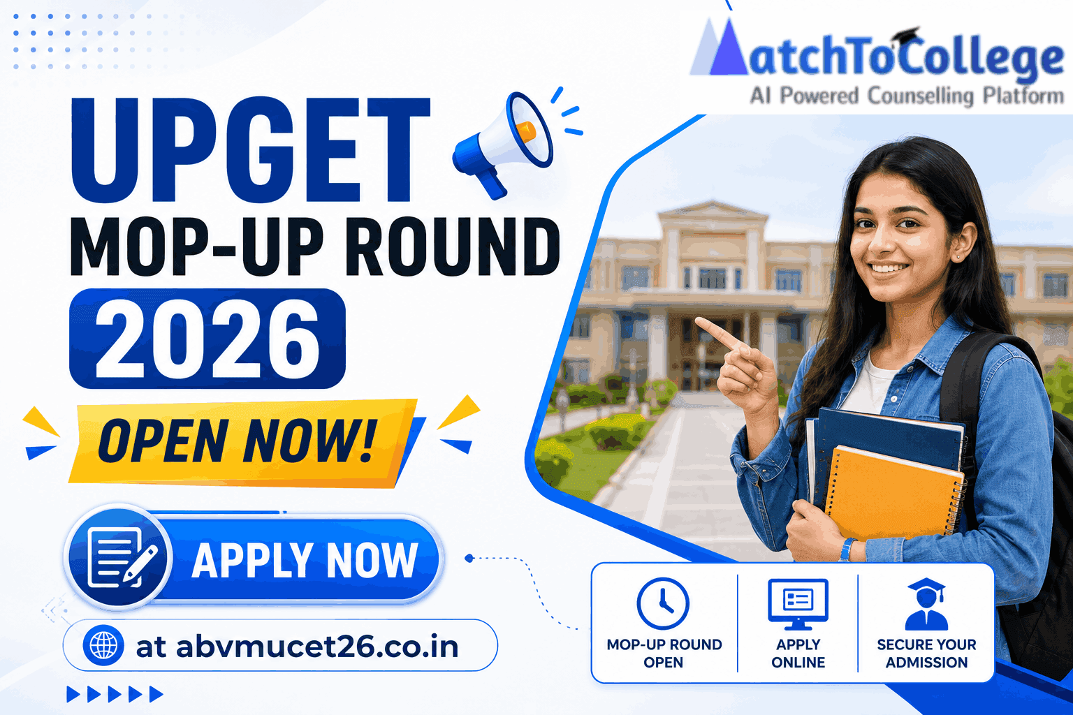 UPGET Mop-Up Round 2026 Open: Apply Now at abvmucet26.co.in