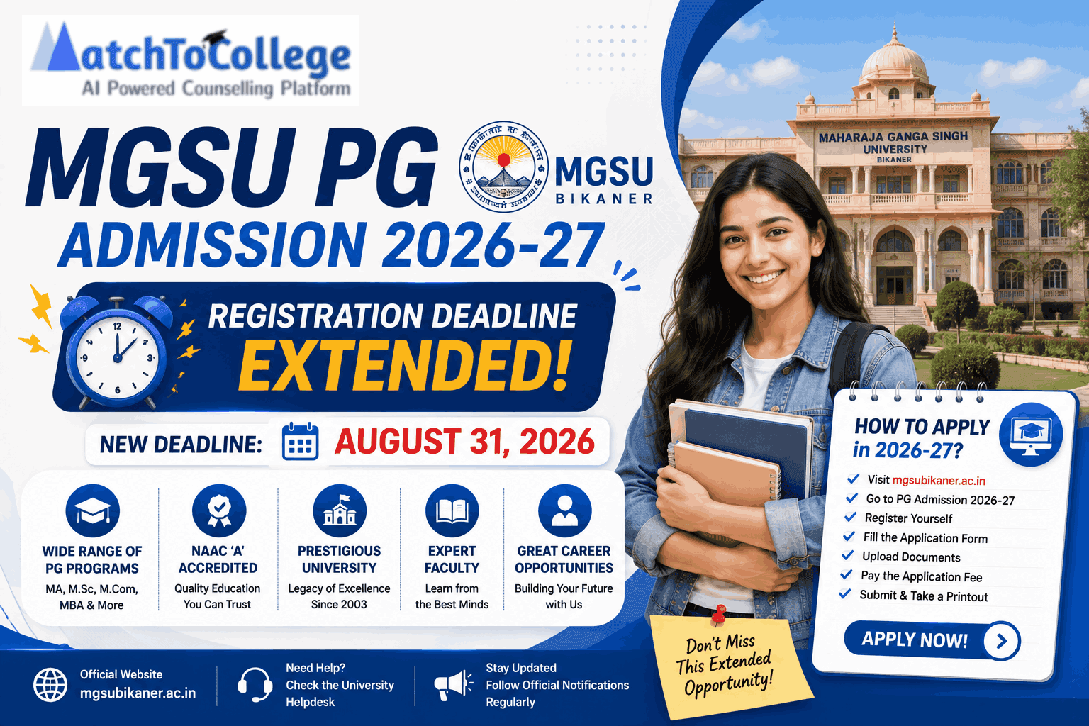 MGSU PG Admissions 2026-27: Deadline Extended! Apply Now