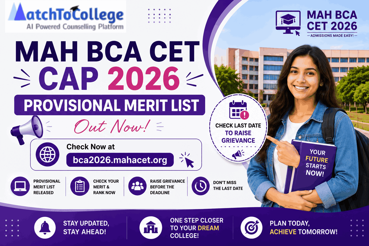 MAH BCA CET CAP 2026 Merit List Out: Check Grievance Dates