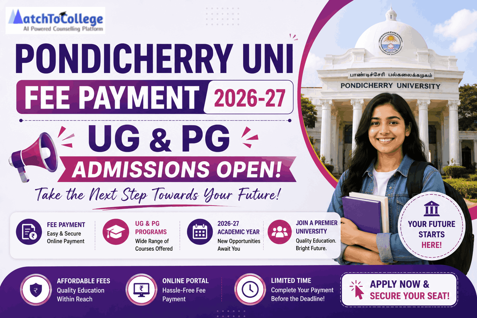 Pondicherry Uni Fee Payment 2026-27: UG & PG Admissions Open!