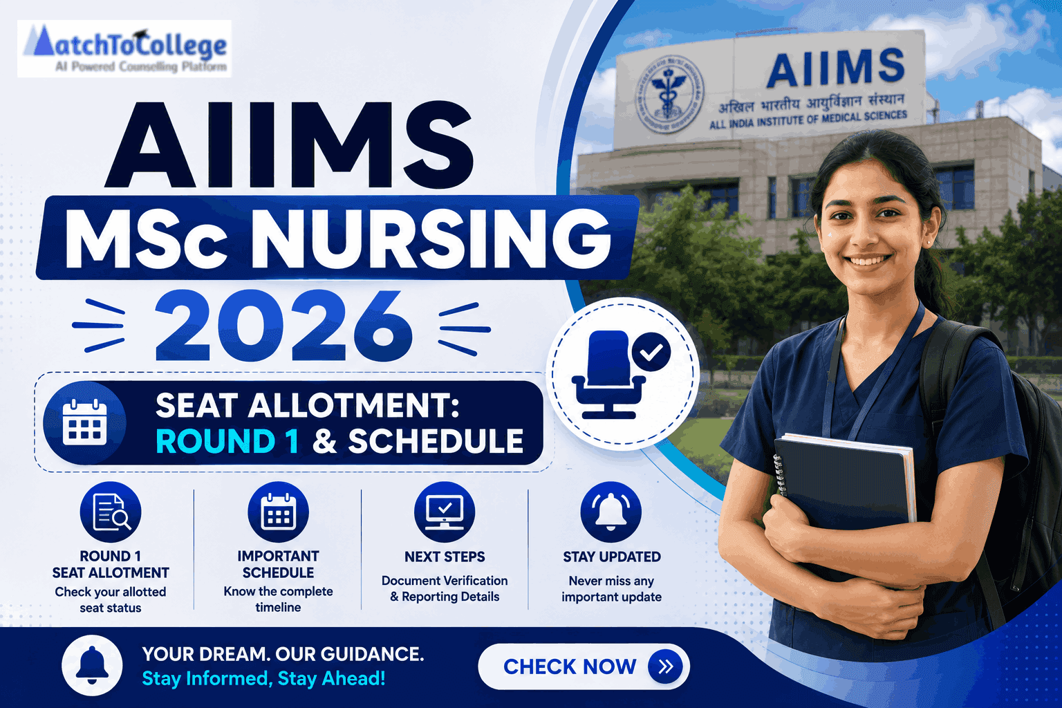 AIIMS MSc Nursing 2026 Seat Allotment: Round 1 & Schedule