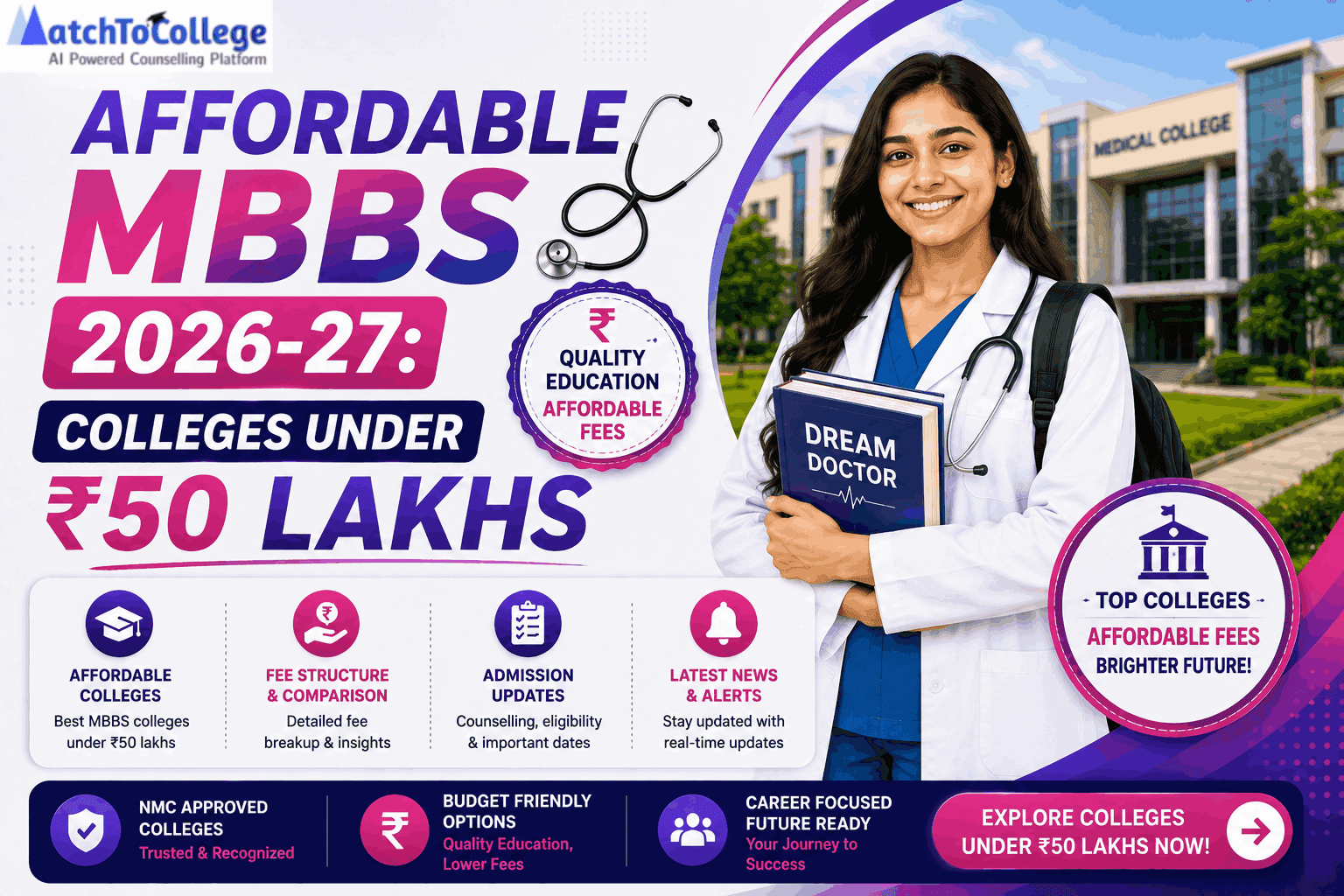 Affordable MBBS 2026-27: Colleges Under ₹50 Lakhs