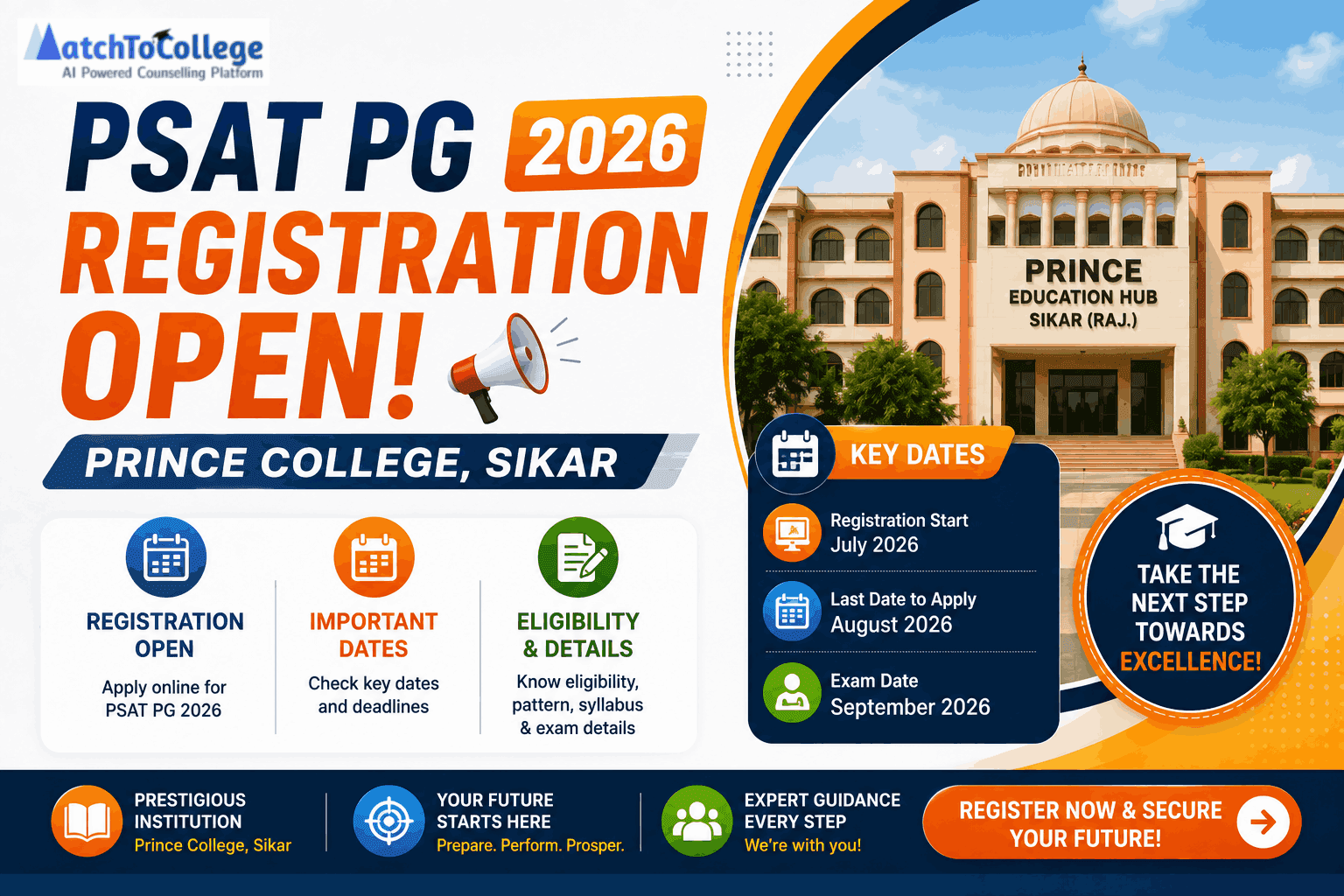 PSAT PG 2026 Registration Open: Prince College Sikar Dates