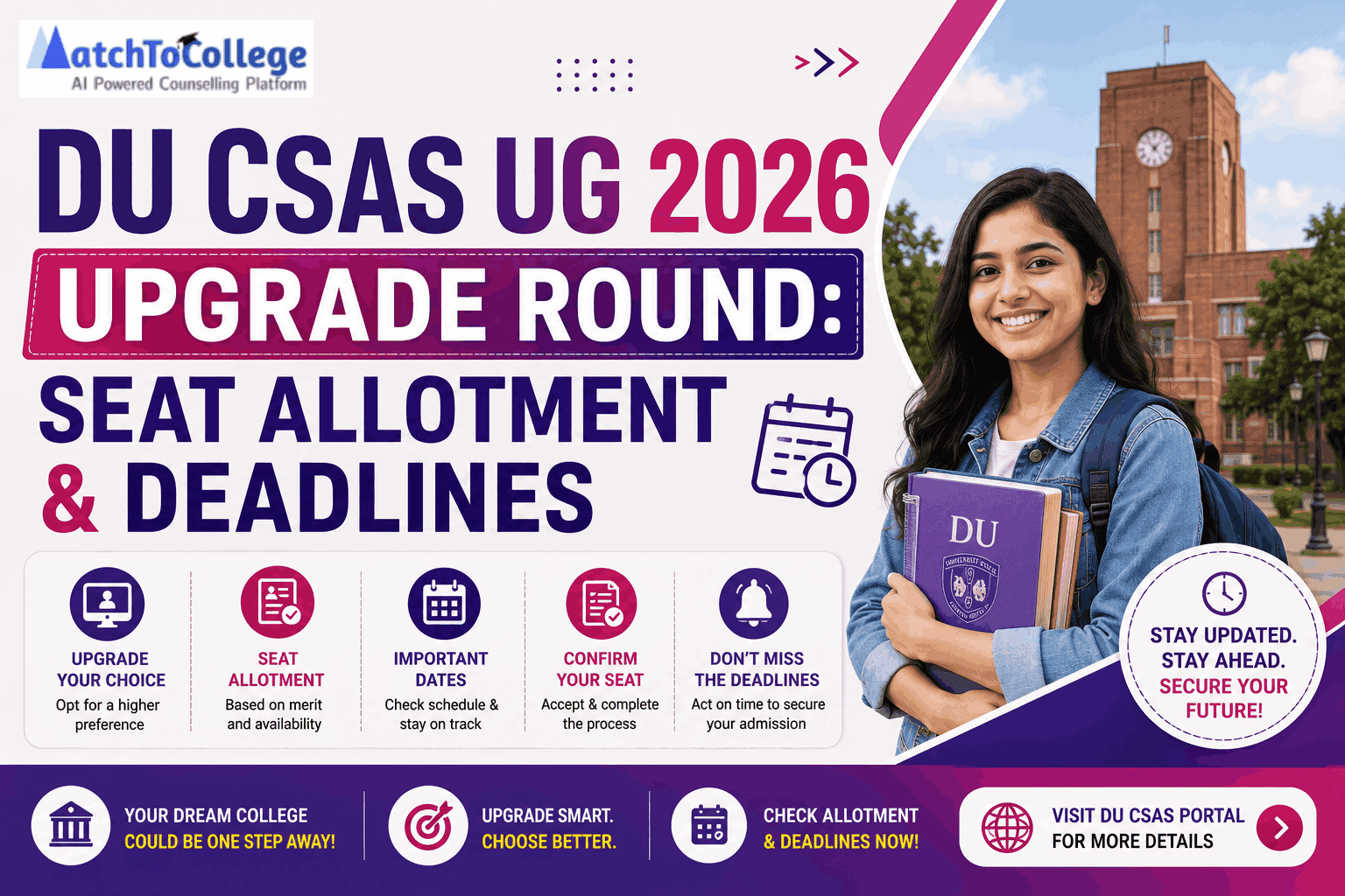 DU CSAS UG 2026 Upgrade Round: Seat Allotment & Deadlines