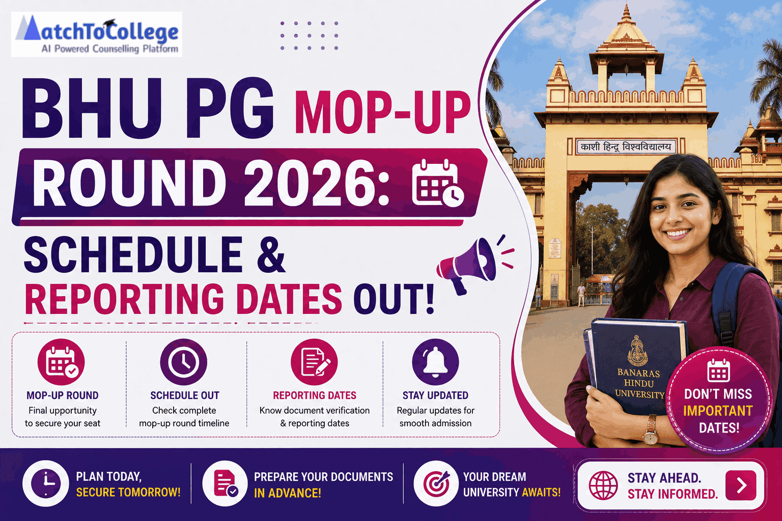 BHU PG Mop-Up Round 2026: Schedule & Reporting Dates OUT!