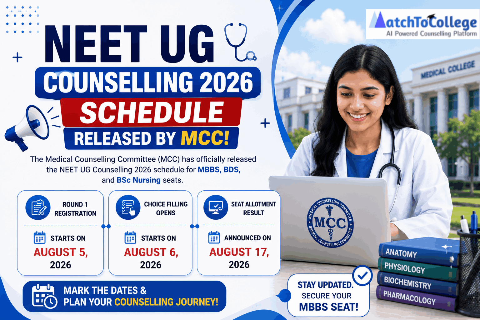 NEET UG Counselling 2026 Schedule Released by MCC!