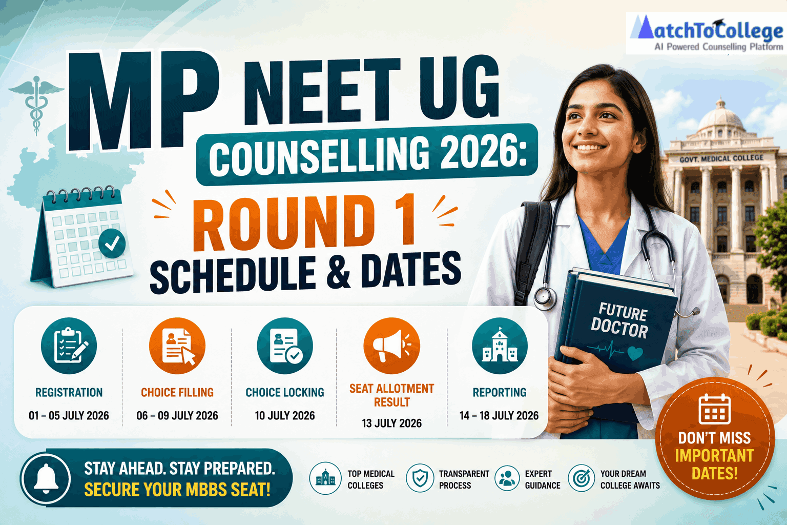 MP NEET UG Counselling 2026: Round 1 Schedule & Dates