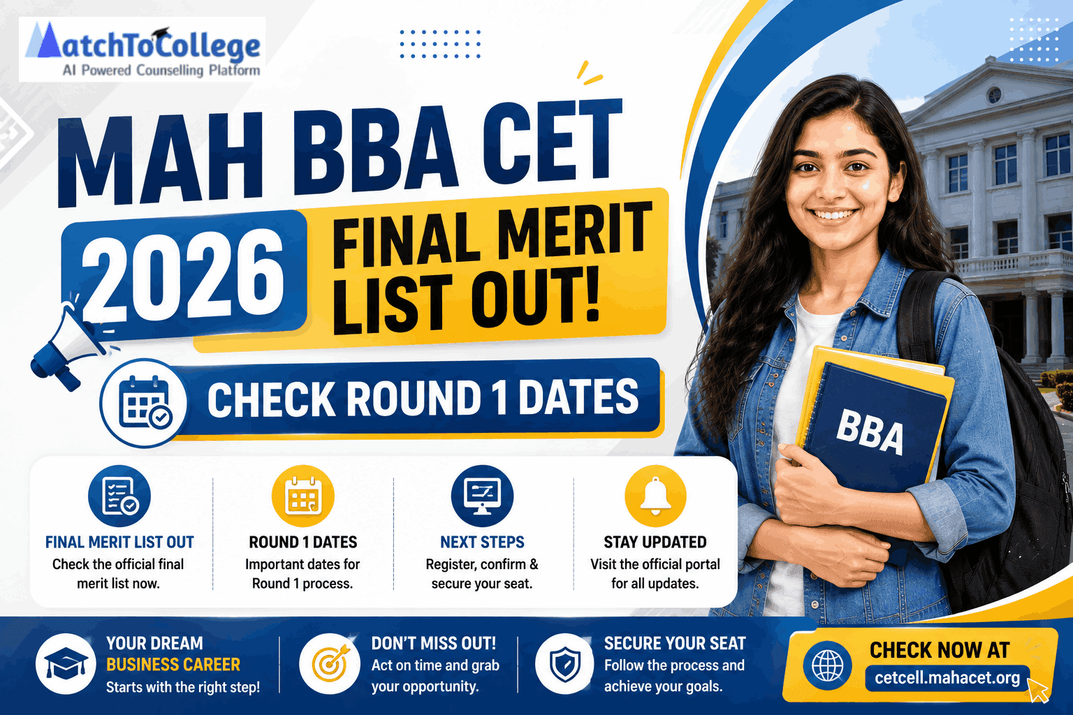 MAH BBA CET 2026 Final Merit List Out: Check Round 1 Dates