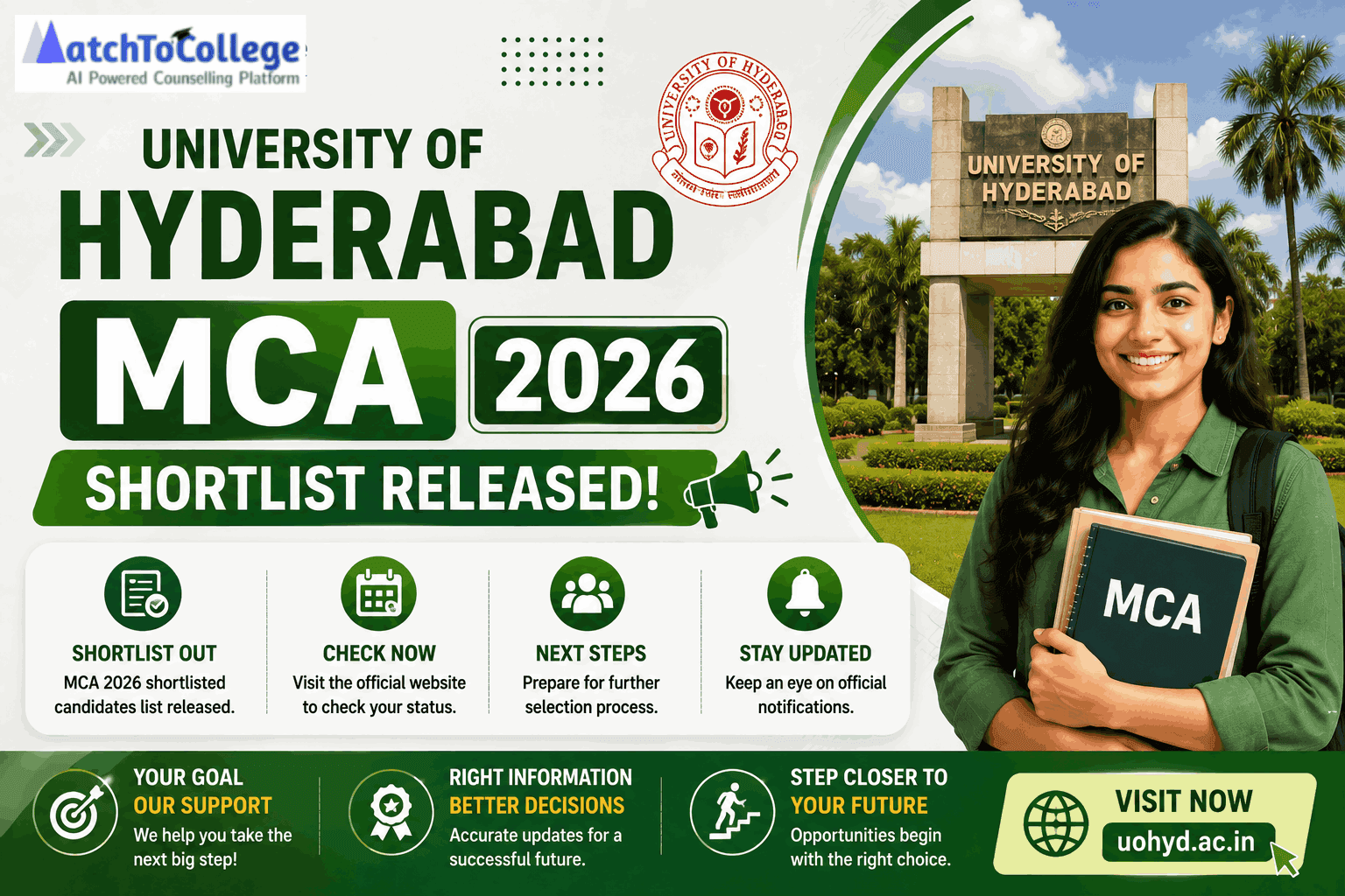 University of Hyderabad MCA 2026 Shortlist Released