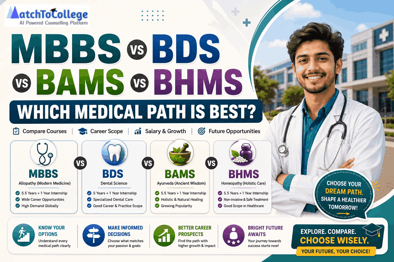 MBBS vs BDS vs BAMS vs BHMS: Which Medical Path is Best?