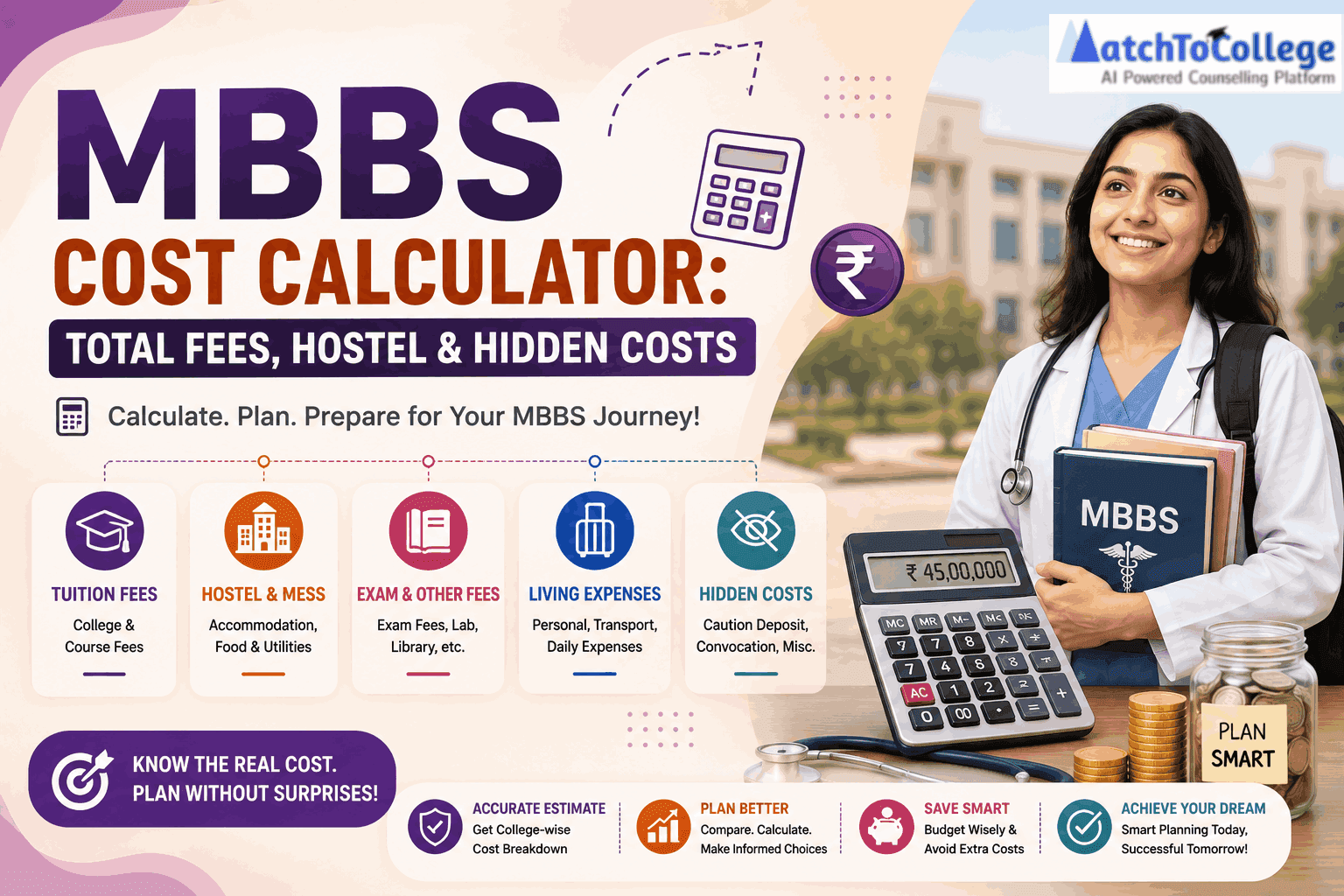 MBBS Cost Calculator: Total Fees, Hostel & Hidden Costs