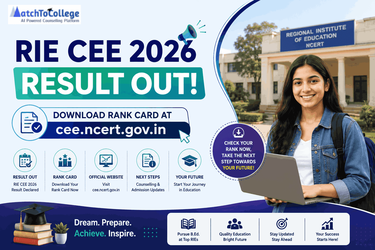 RIE CEE 2026 Result Out: Download Rank Card at cee.ncert.gov.in