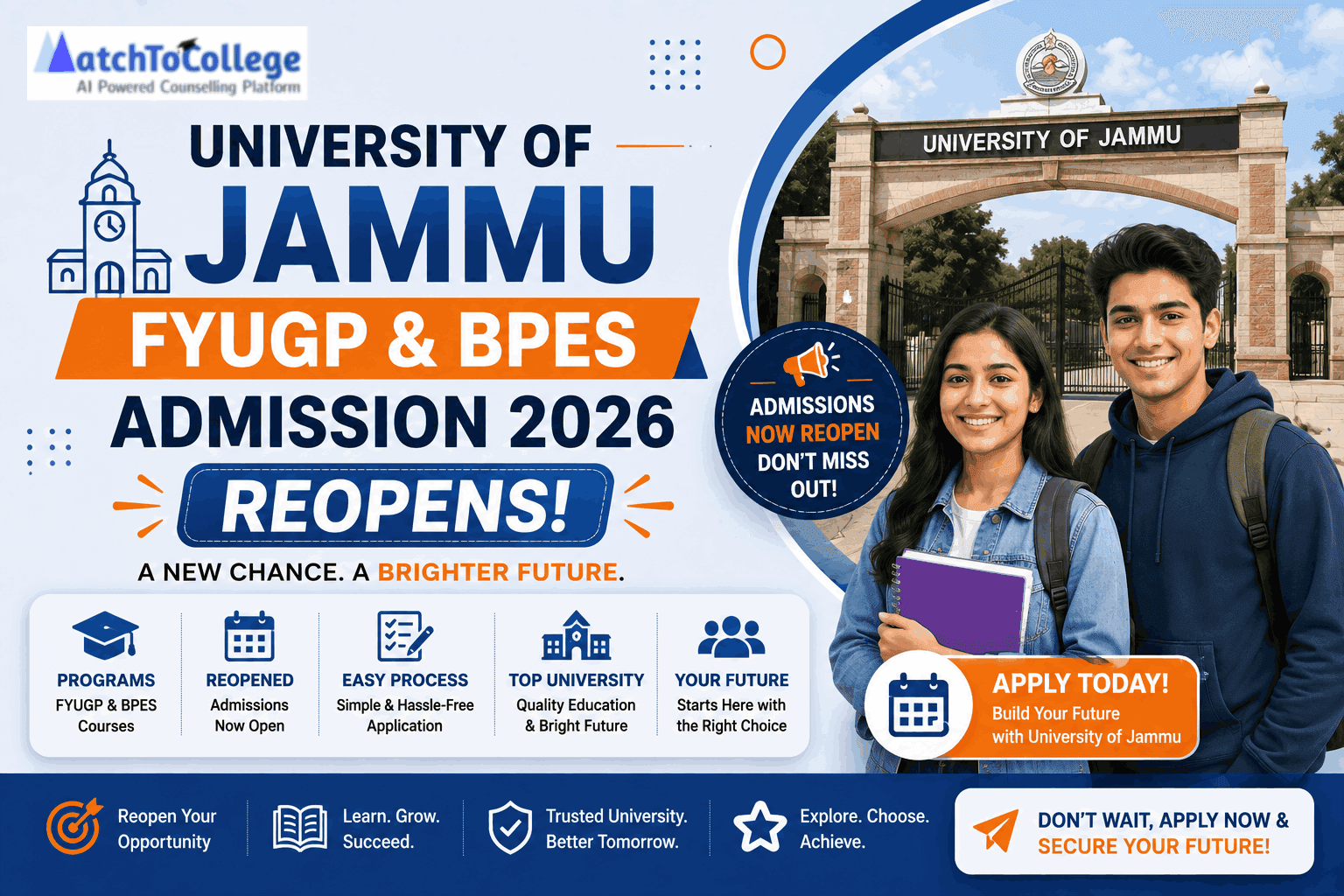 University of Jammu FYUGP & BPES Admission 2026 Reopens