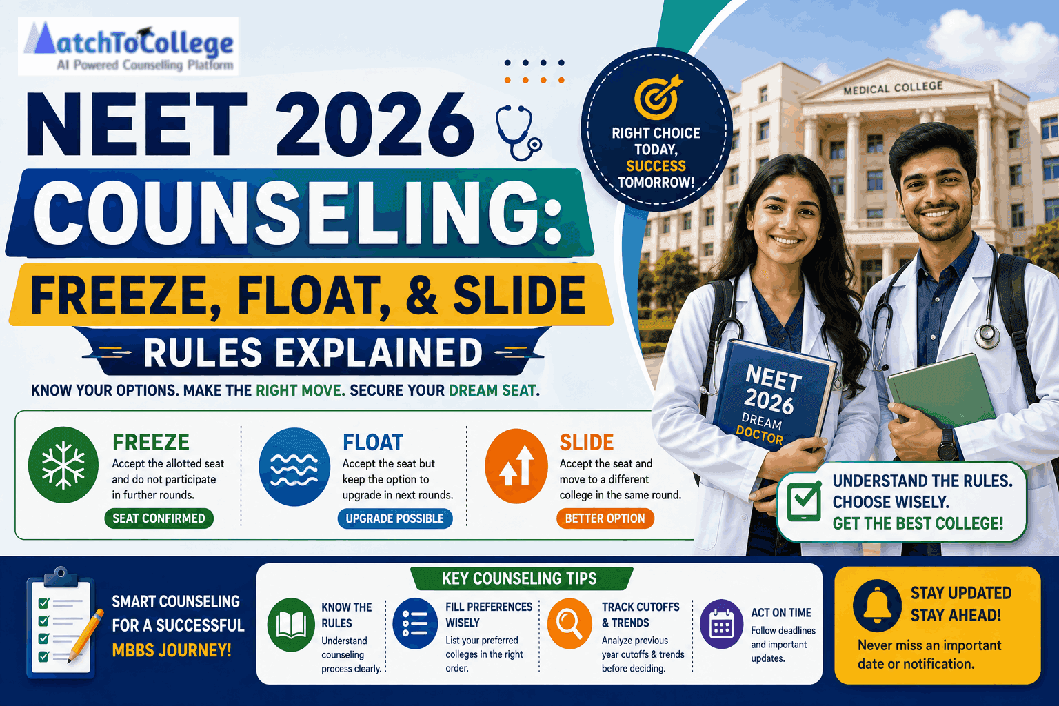 NEET 2026 Counseling: Freeze, Float, & Slide Rules Explained