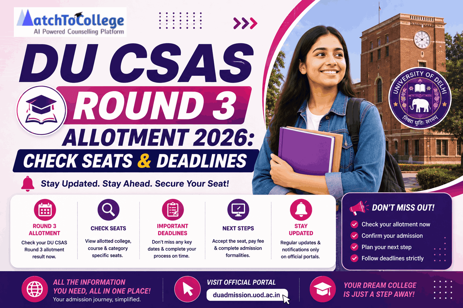 DU CSAS Round 3 Allotment 2026: Check Seats & Deadlines