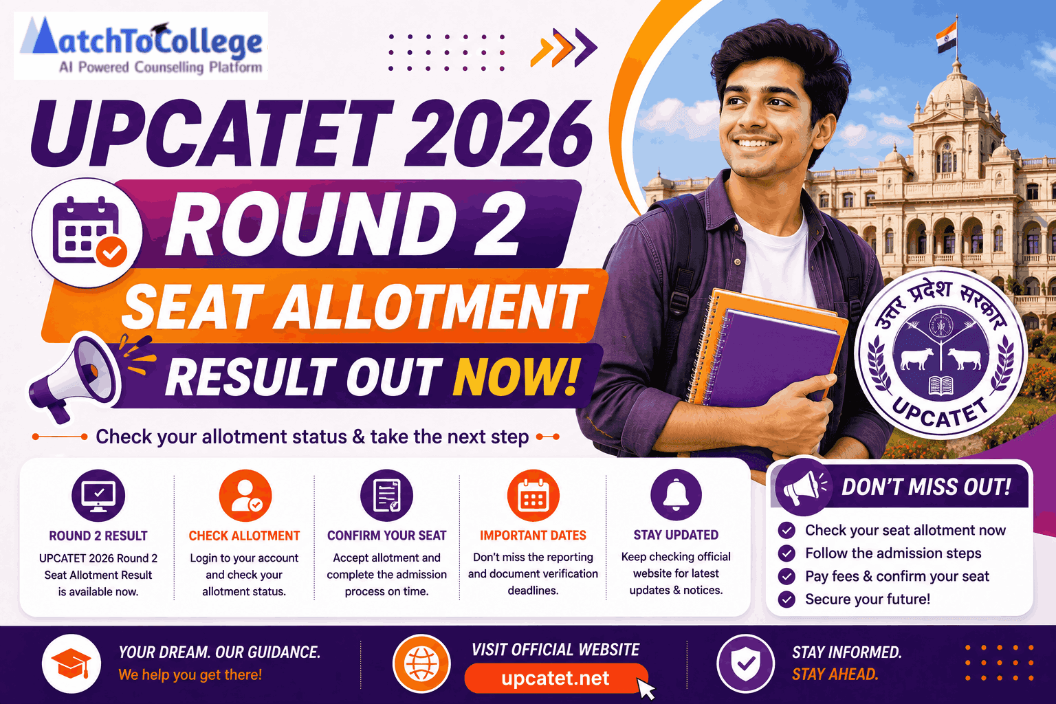 UPCATET 2026 Round 2 Seat Allotment Result Out Now