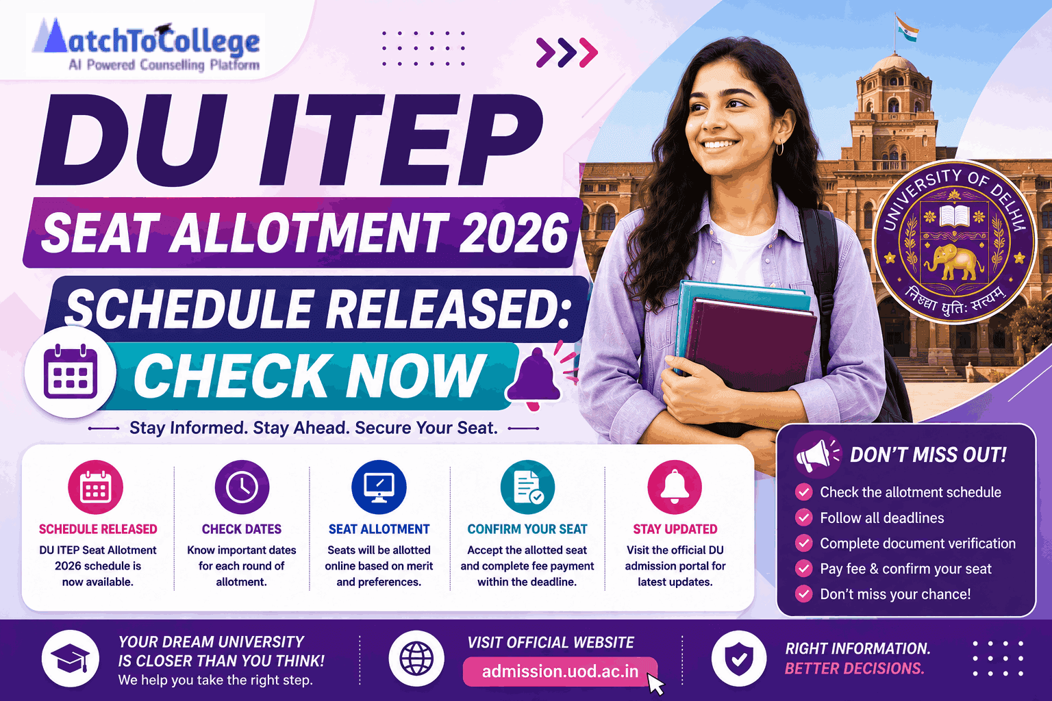 DU ITEP Seat Allotment 2026 Schedule Released: Check Now