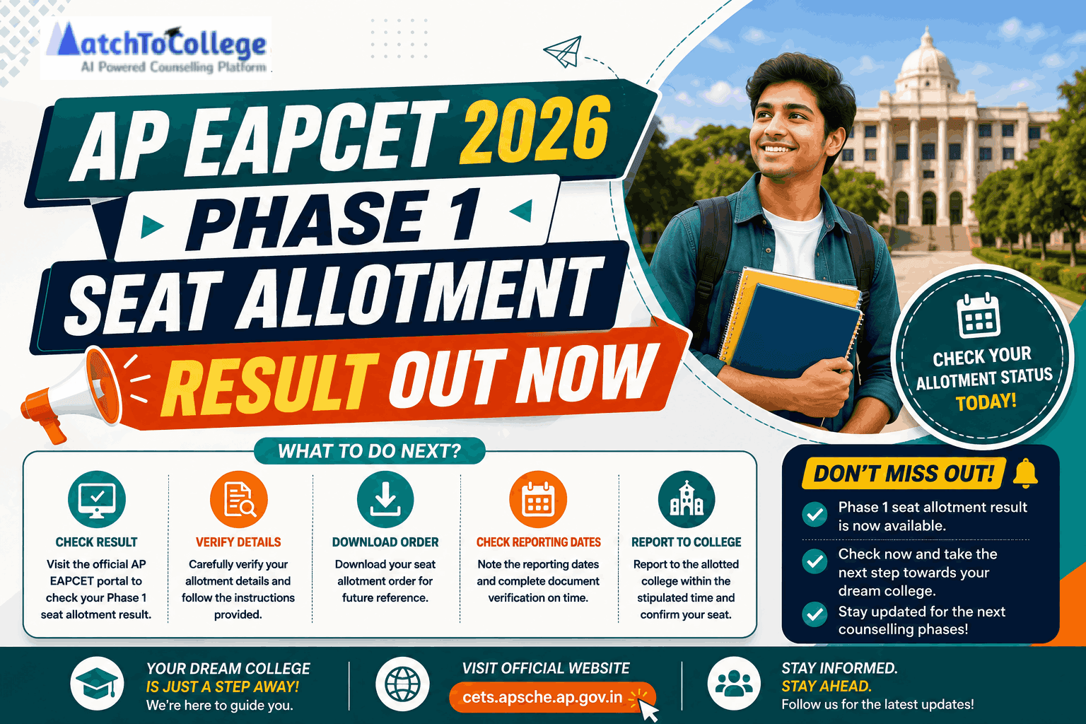 AP EAPCET 2026 Phase 1 Seat Allotment Result Out Now
