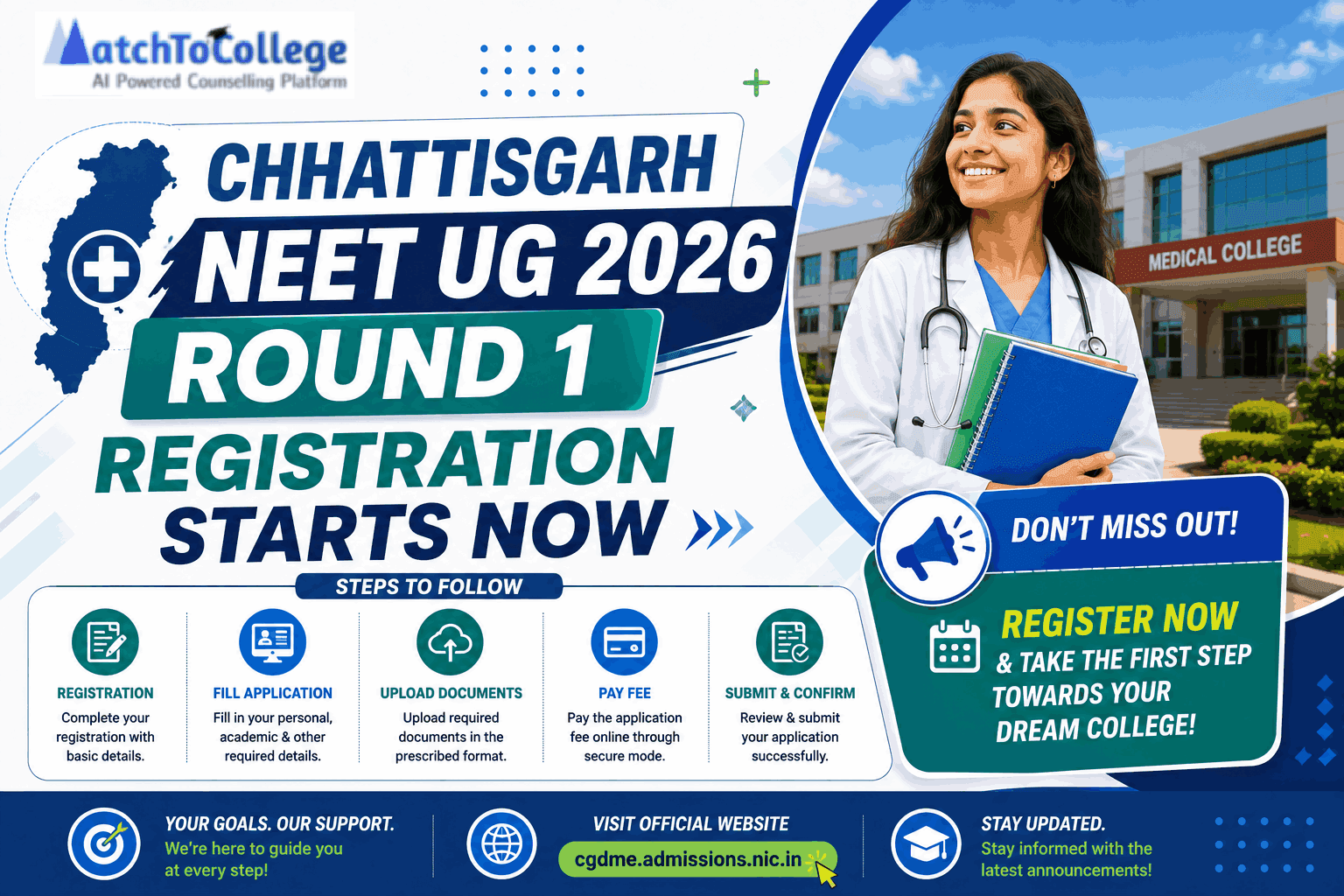 Chhattisgarh NEET UG 2026 Round 1 Registration Starts Now